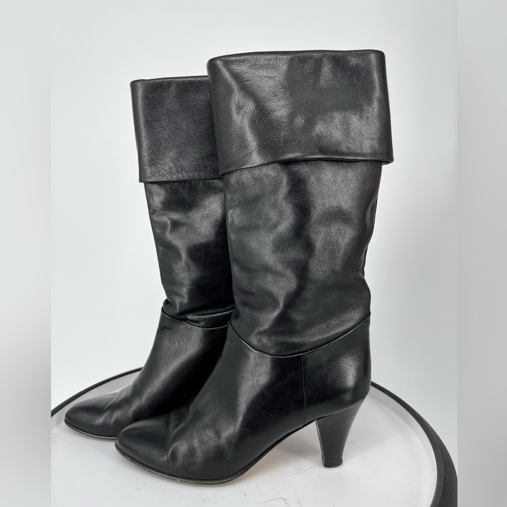 ECLISSE ITALIAN‎ BLACK SOFT LEATHER VINTAGE BOOTS ALMOND TOE